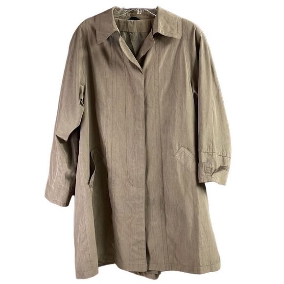 UTEX Ladies Light Olive Green Raincoat Trenchcoat Hidden Button Front Size 10 - Picture 1 of 11